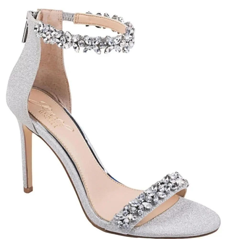 Jewel Badgley Mischka Ramira Evening Sandals Silver NWOT size 6
